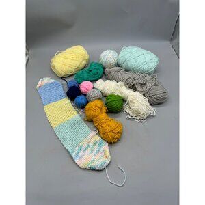 Assorted Yarn Balls & Crochet Piece READ